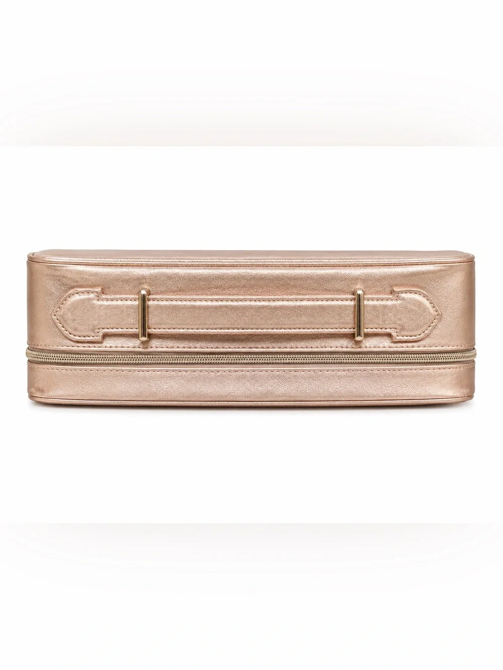 NWOT Lancôme Rose Gold Metallic Train Case Makeup & Travel Bag